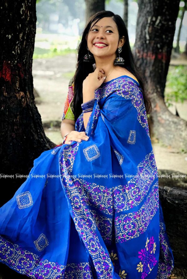 ✅ প্রিমিয়াম সেমি মসলিন শাড়ি।
