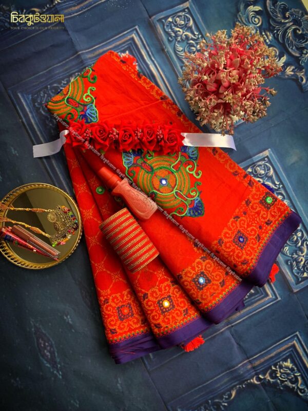 লাল প্রিমিয়াম নকশী থান শাড়ি।