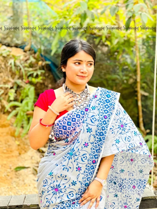 ✅ প্রিমিয়াম সেমি মসলিন শাড়ি।