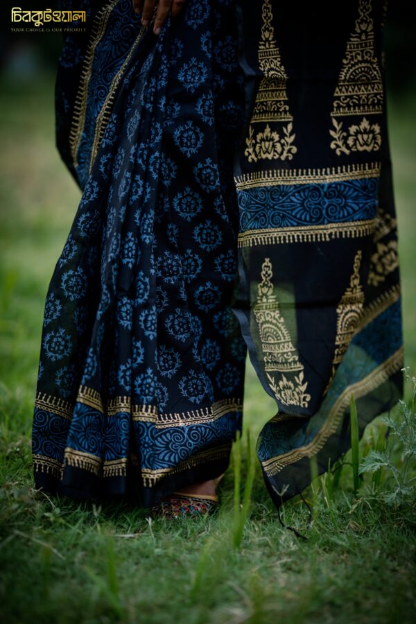 কালো ধুপিয়ান সিল্ক শাড়ি কম্বো - Image 3