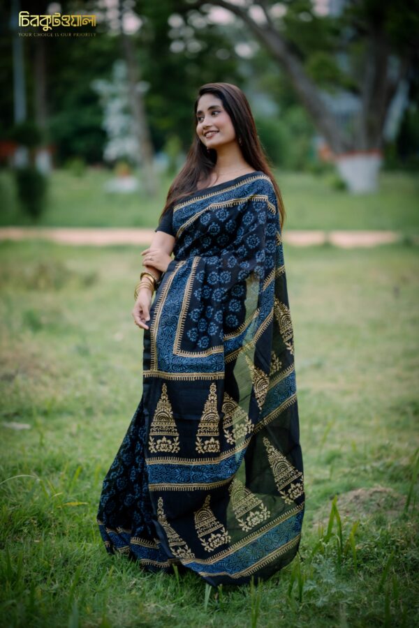 প্রিমিয়াম কালো ধুপিয়ান সিল্ক শাড়ি