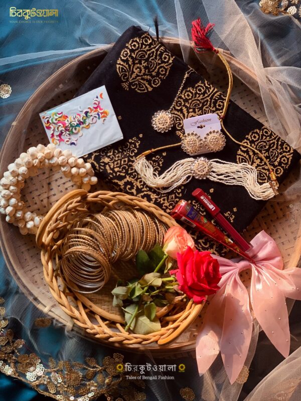 কালো ধুপিয়ান সিল্ক শাড়ি কম্বো
