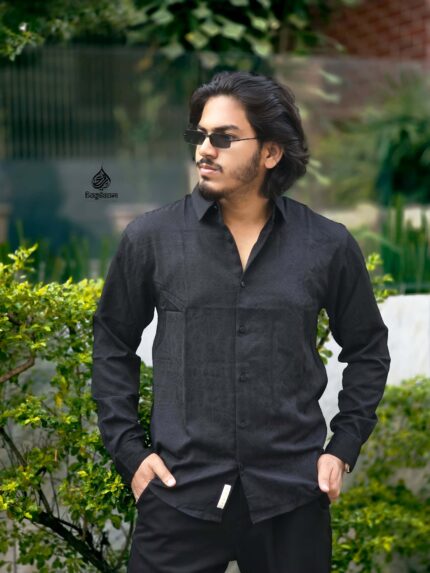 Premium Jacquard Textured Shirt 2 Black