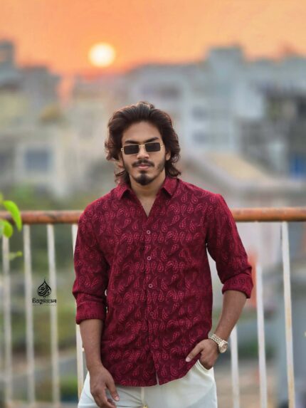 China Luxury Jacquard Shirt 04 Colour (maroon)